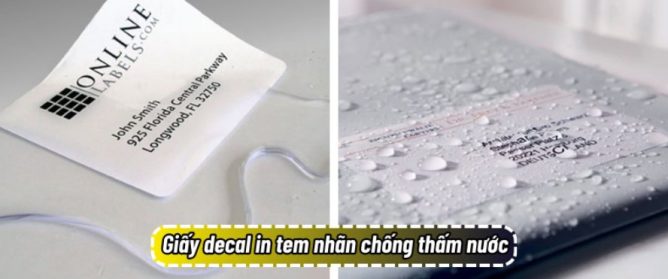 Chúng tôi cung cấp dịch vụ in decal chống nước chất lượng cao, chuyên dụng cho các sản phẩm sử dụng ngoài trời. Với công nghệ in hiện đại và vật liệu chuyên biệt, decal có khả năng chống thấm nước, chịu được thời tiết khắc nghiệt như nắng, mưa, gió, giúp hình ảnh và nội dung luôn rõ nét, bền màu theo thời gian.